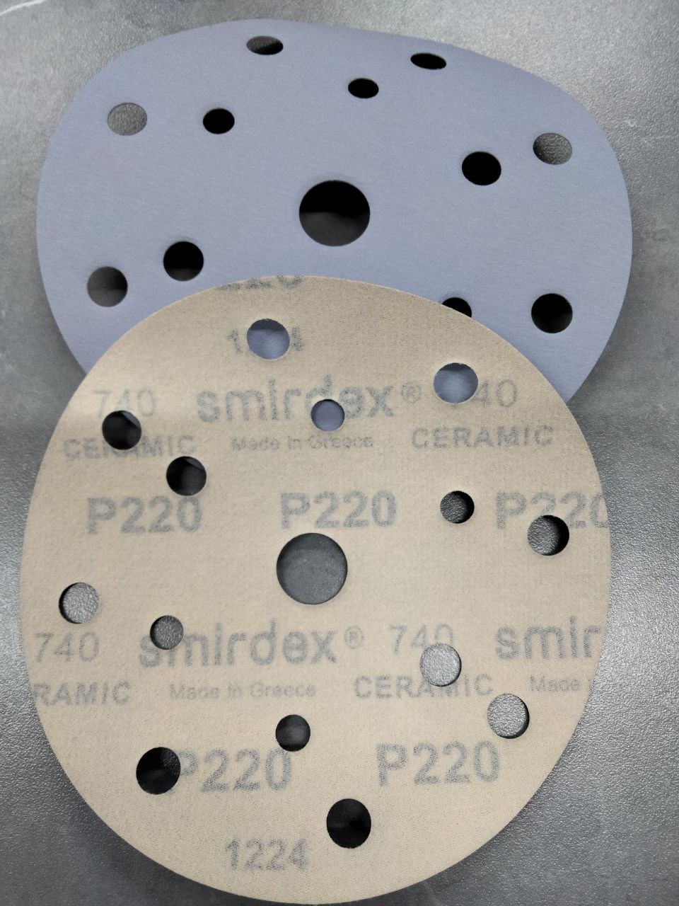 Лепестковый абразивный круг SMIRDEX Ceramic, P220, 150 мм, 15 отверстий, фиолетовый