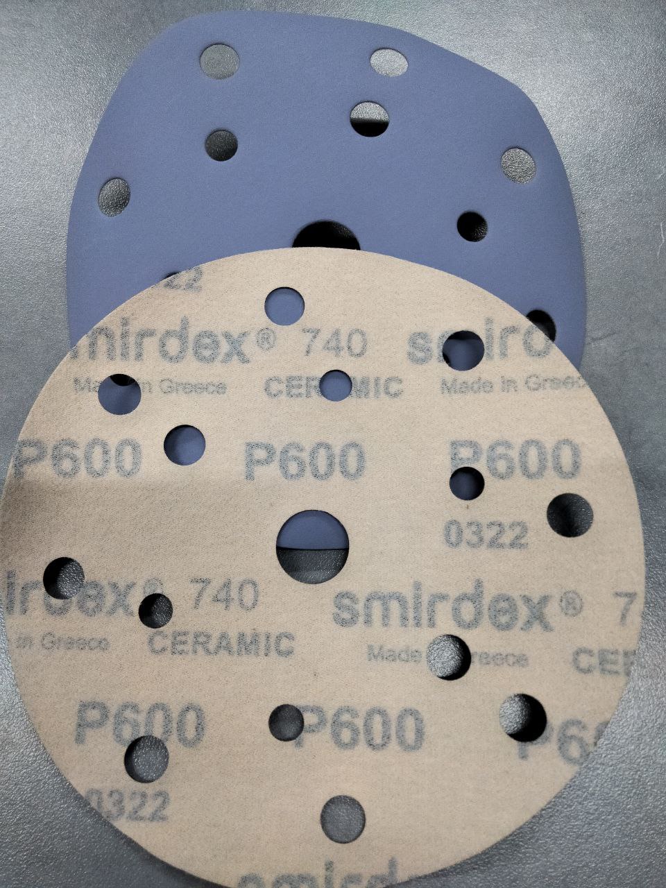 Лепестковый абразивный круг SMIRDEX Ceramic, P600, 150 мм, 15 отверстий, фиолетовый
