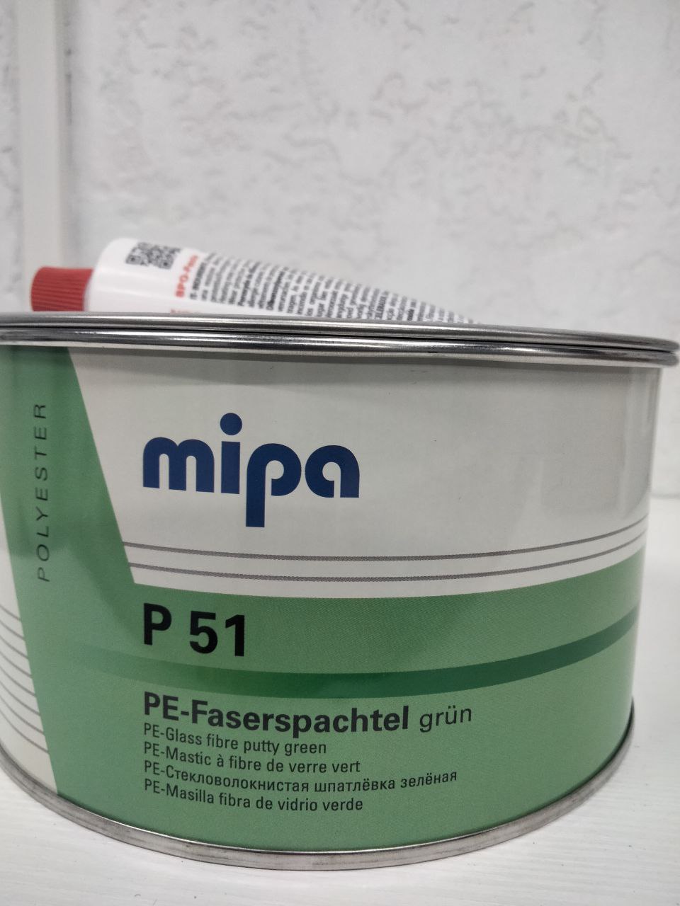 Шпатлевка стекловолокнистая P51 Faser, Mipa, зеленая, 1,8 кг