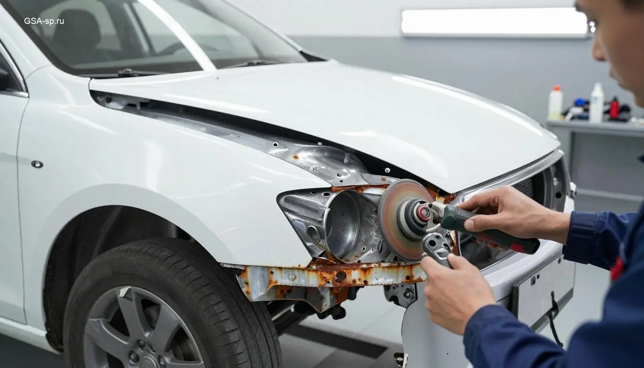 Антикоррозийная обработка и восстановление крыла автомобиля в сервисе